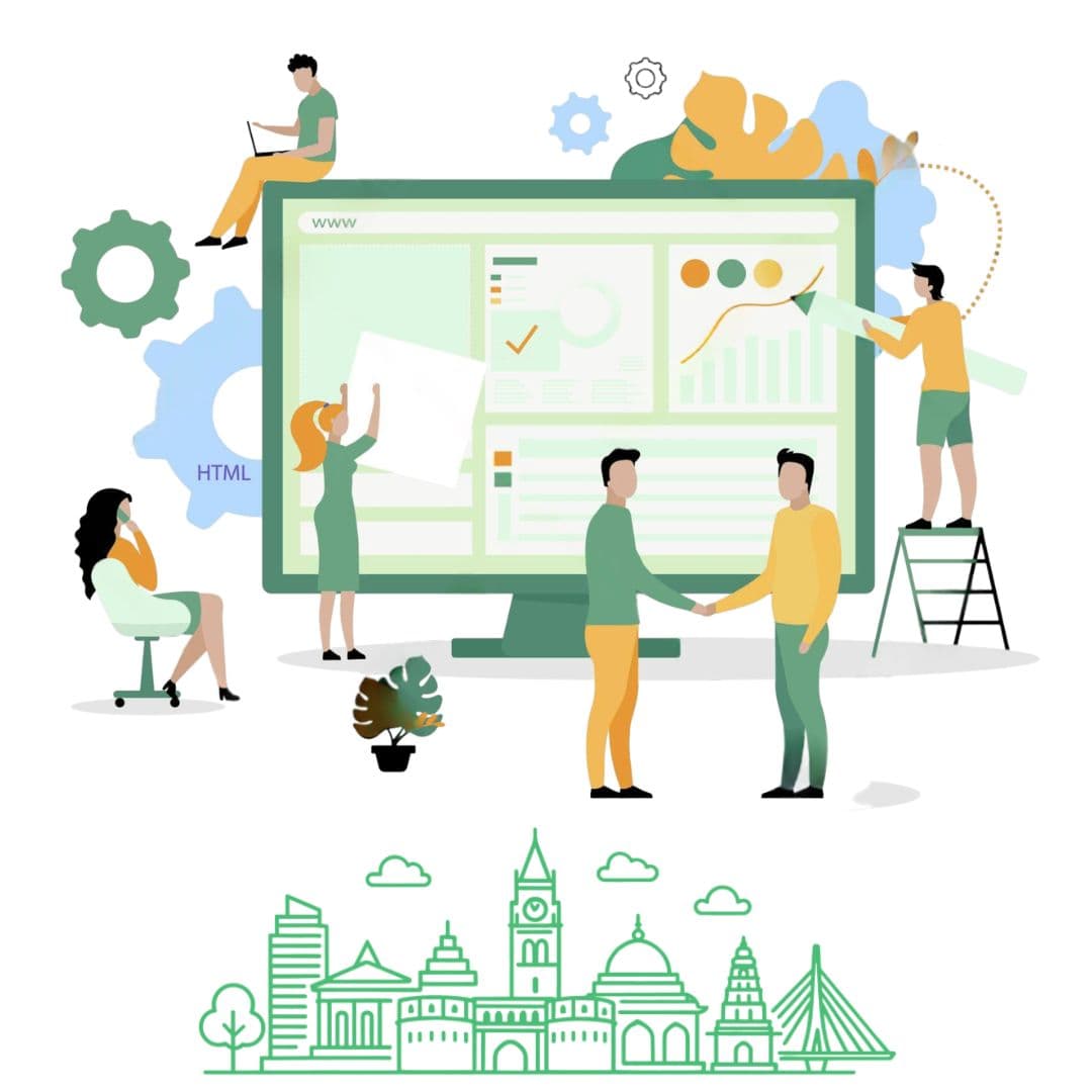 Web development team working on modern website design and development at Laser Web Maker